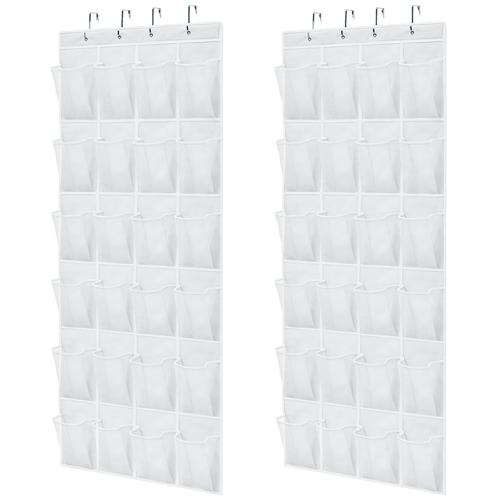 GORILLA GRIP Over the Door Shoe Organizer, 24 Large Breathable Mesh Pockets, Space Saving Hanging Storage Holder, Closet Rack Hanger Holds Up to 40 lbs, Hangs on Closets for Shoes, Accessories, Linen