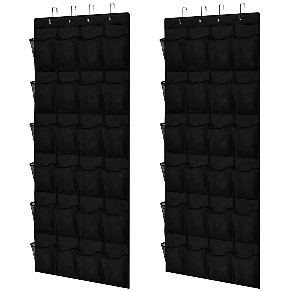 GORILLA GRIP Over the Door Shoe Organizer, 24 Large Breathable Mesh Pockets, Space Saving Hanging Storage Holder, Closet Rack Hanger Holds Up to 40 lbs, Hangs on Closets for Shoes, Accessories, Linen
