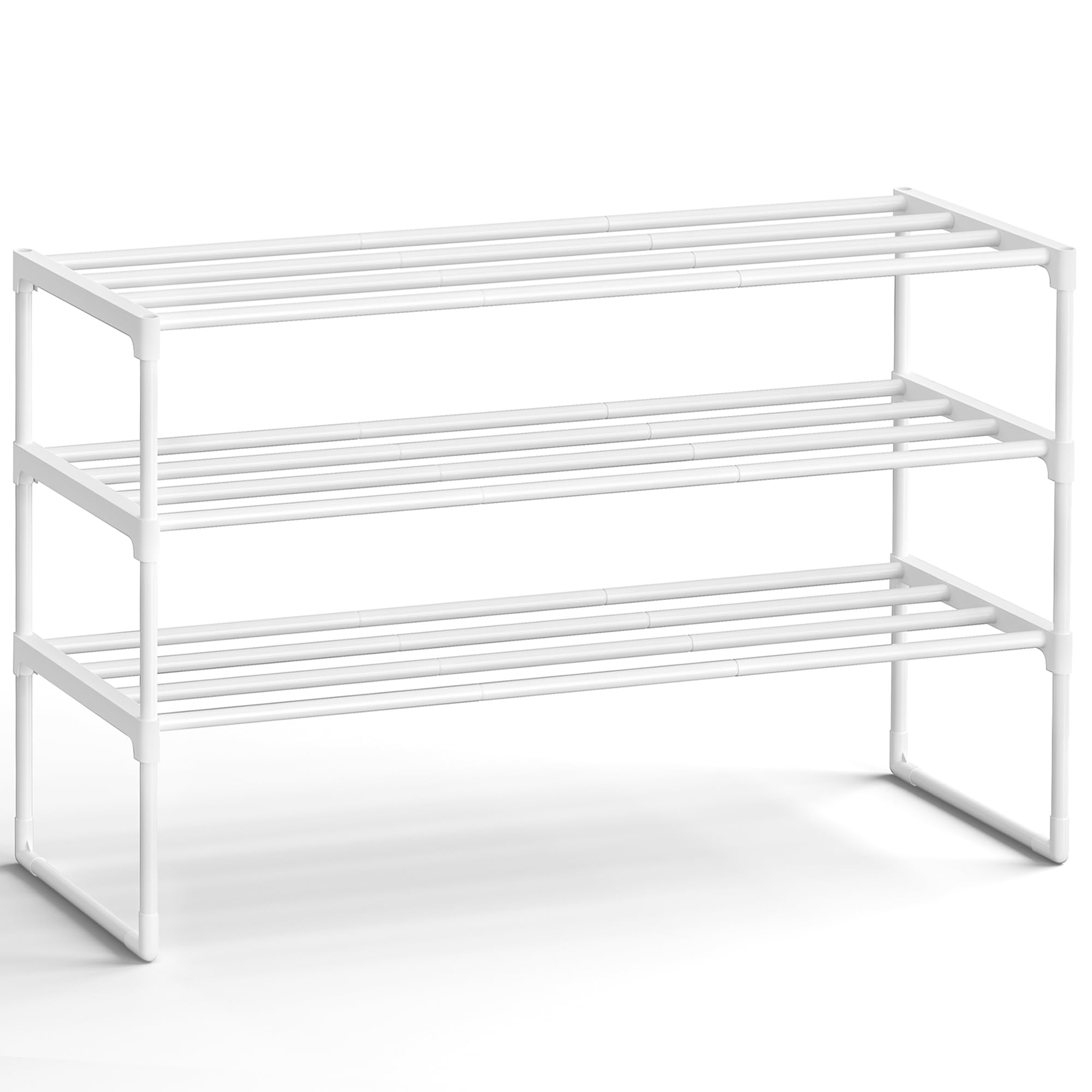 SONGMICS Shoe Rack, 4-Tier Shoe Organizer, Metal Storage Shelf, Upright or Upside Down, for 20-25 Pairs, Stackable, for Entryway, 11.8 x 36.2 x 29.1 Inches, Black ULSA14BK