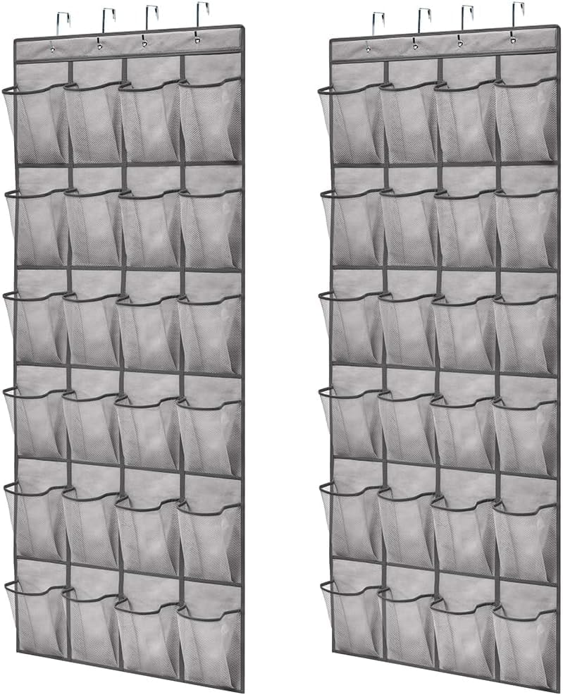 GORILLA GRIP Over the Door Shoe Organizer, 24 Large Breathable Mesh Pockets, Space Saving Hanging Storage Holder, Closet Rack Hanger Holds Up to 40 lbs, Hangs on Closets for Shoes, Accessories, Linen