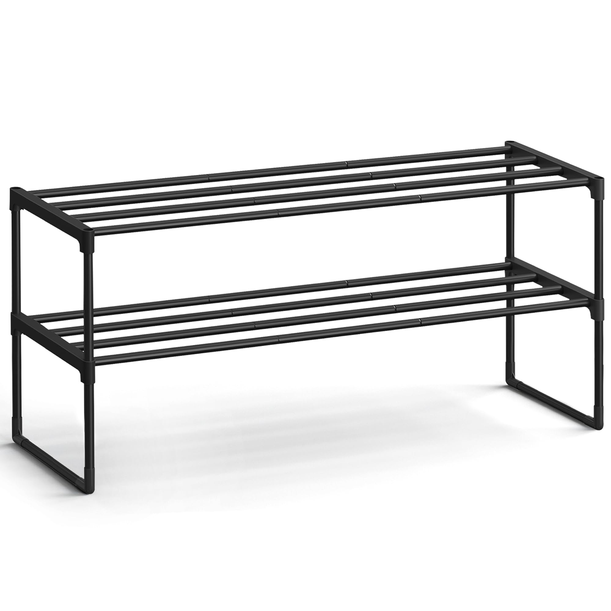 SONGMICS Shoe Rack, 4-Tier Shoe Organizer, Metal Storage Shelf, Upright or Upside Down, for 20-25 Pairs, Stackable, for Entryway, 11.8 x 36.2 x 29.1 Inches, Black ULSA14BK
