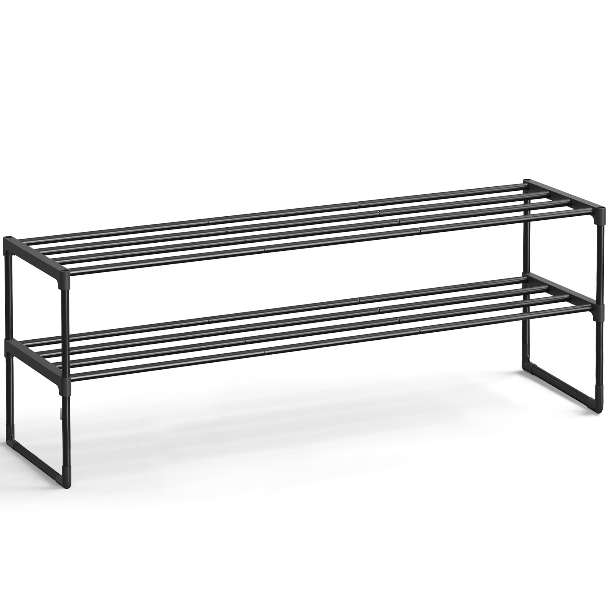 SONGMICS Shoe Rack, 4-Tier Shoe Organizer, Metal Storage Shelf, Upright or Upside Down, for 20-25 Pairs, Stackable, for Entryway, 11.8 x 36.2 x 29.1 Inches, Black ULSA14BK