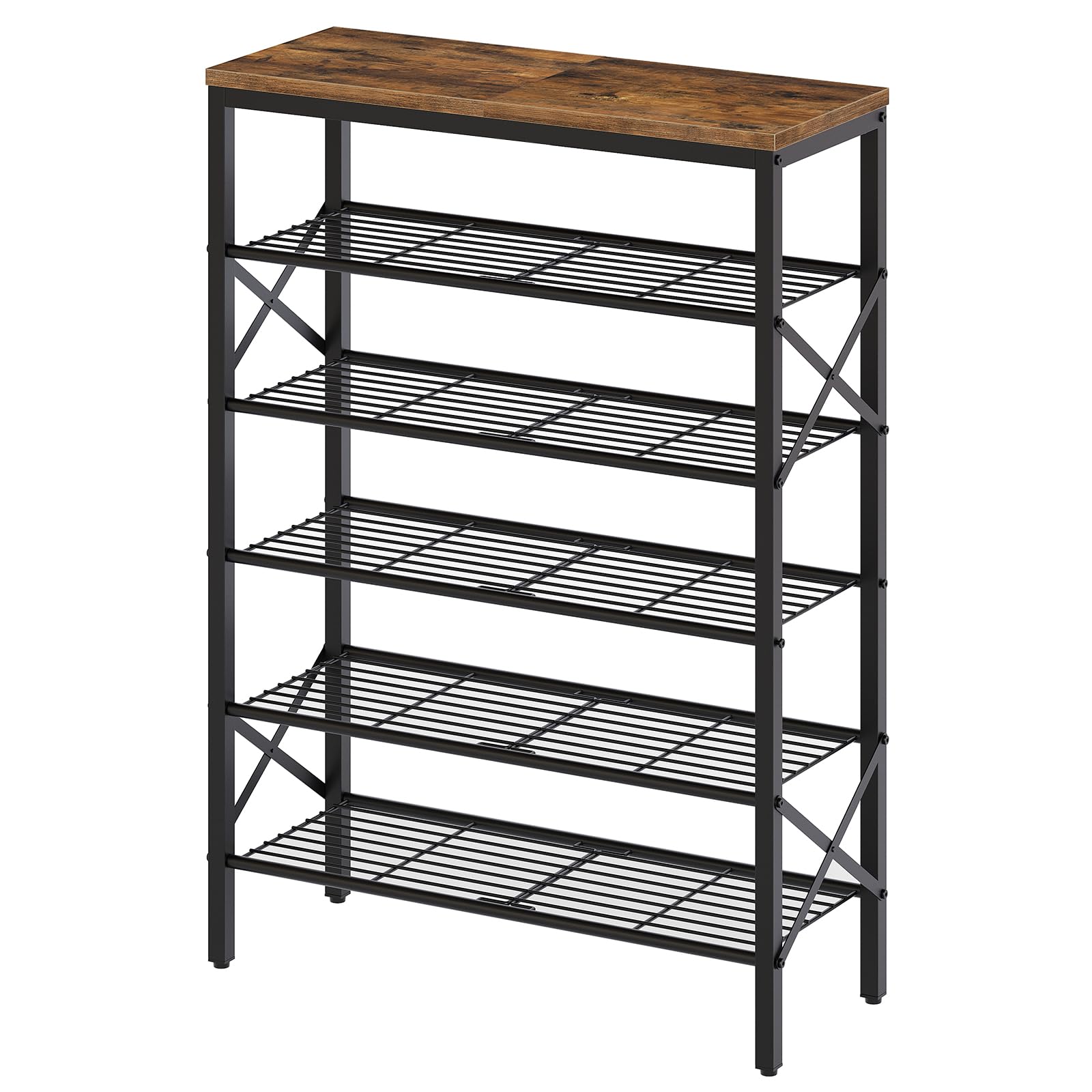 YATINEY 10 Tier Shoe Rack, Large Capacity Shoe Storage Organizer Holds 40 Pairs, Sturdy and Stable, for Entryway, Hallway, Closet, Dorm Room, Rustic Brown SS10BR