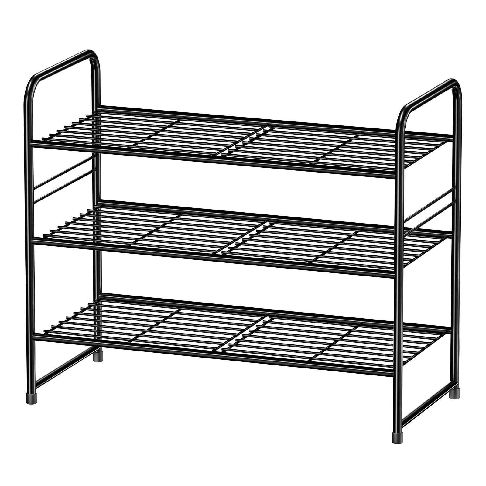 5 Tier Shoe Rack Closet Metal Heavy Duty, Stackable, Black