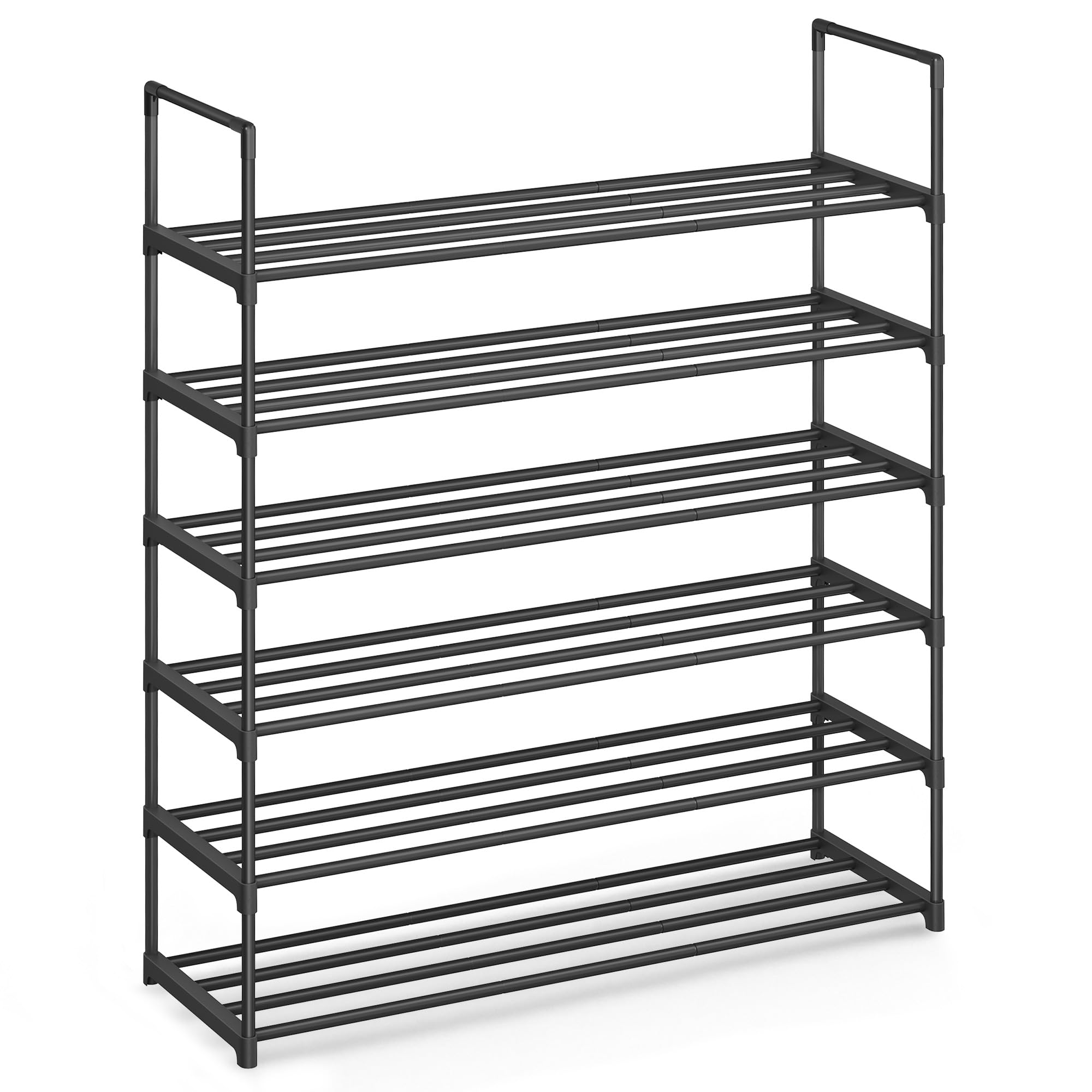 SONGMICS Shoe Rack, 4-Tier Shoe Organizer, Metal Storage Shelf, Upright or Upside Down, for 20-25 Pairs, Stackable, for Entryway, 11.8 x 36.2 x 29.1 Inches, Black ULSA14BK