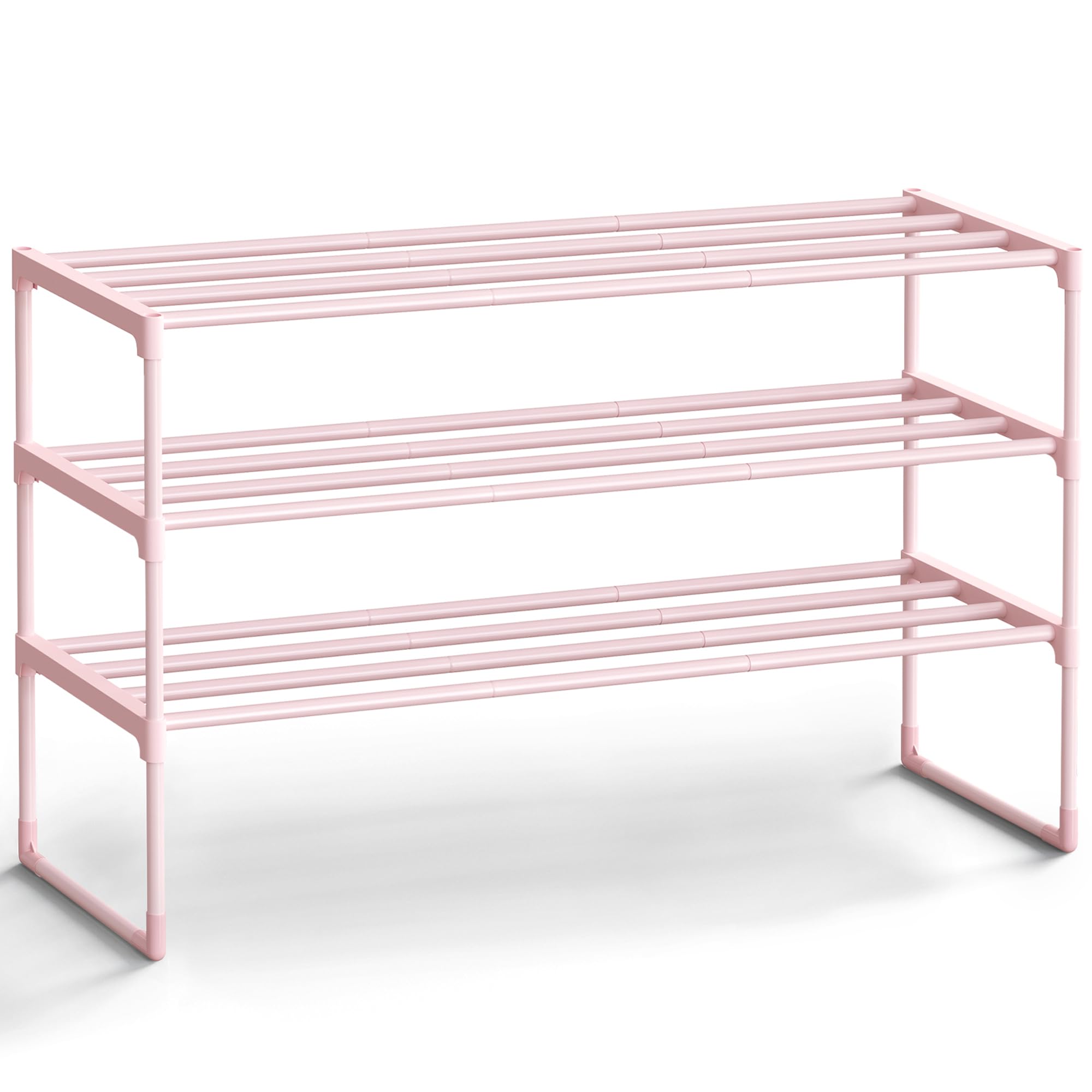 SONGMICS Shoe Rack, 4-Tier Shoe Organizer, Metal Storage Shelf, Upright or Upside Down, for 20-25 Pairs, Stackable, for Entryway, 11.8 x 36.2 x 29.1 Inches, Black ULSA14BK