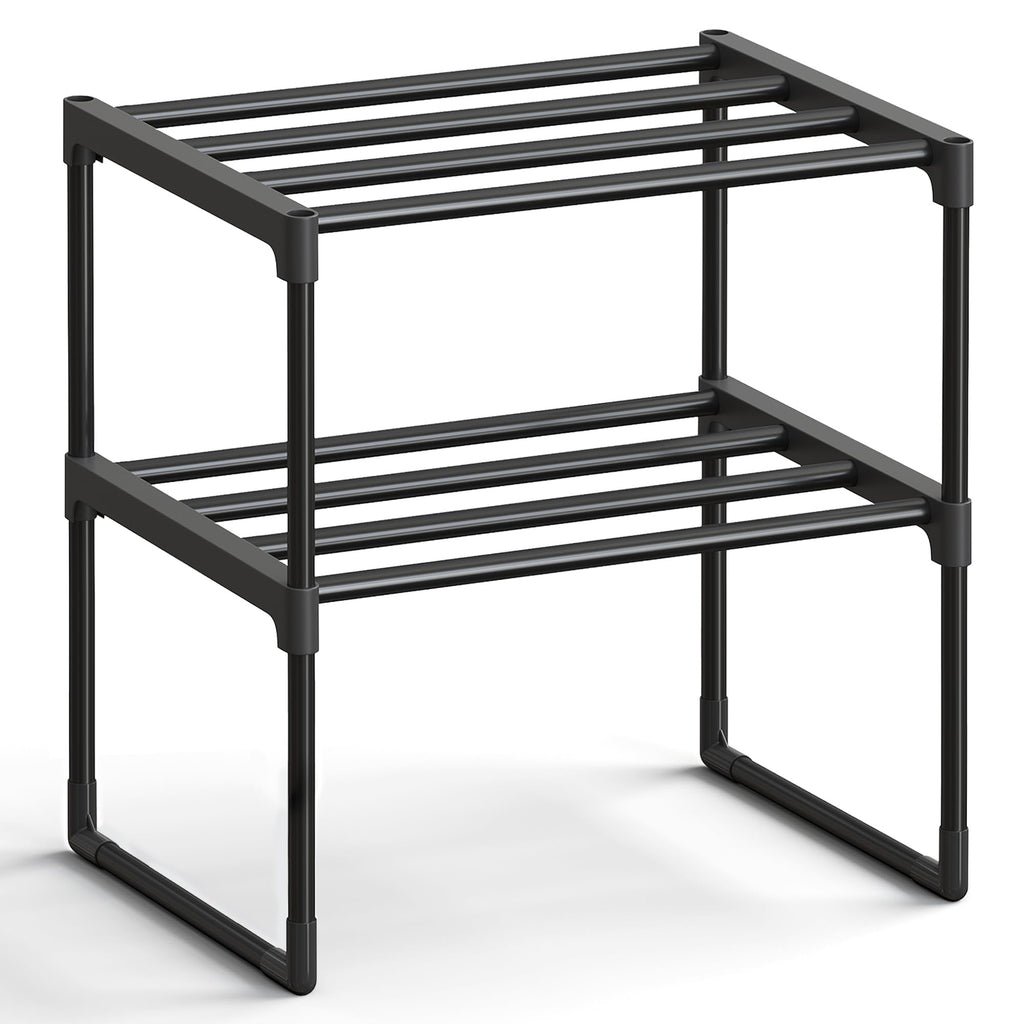 SONGMICS Shoe Rack, 4-Tier Shoe Organizer, Metal Storage Shelf, Upright or Upside Down, for 20-25 Pairs, Stackable, for Entryway, 11.8 x 36.2 x 29.1 Inches, Black ULSA14BK