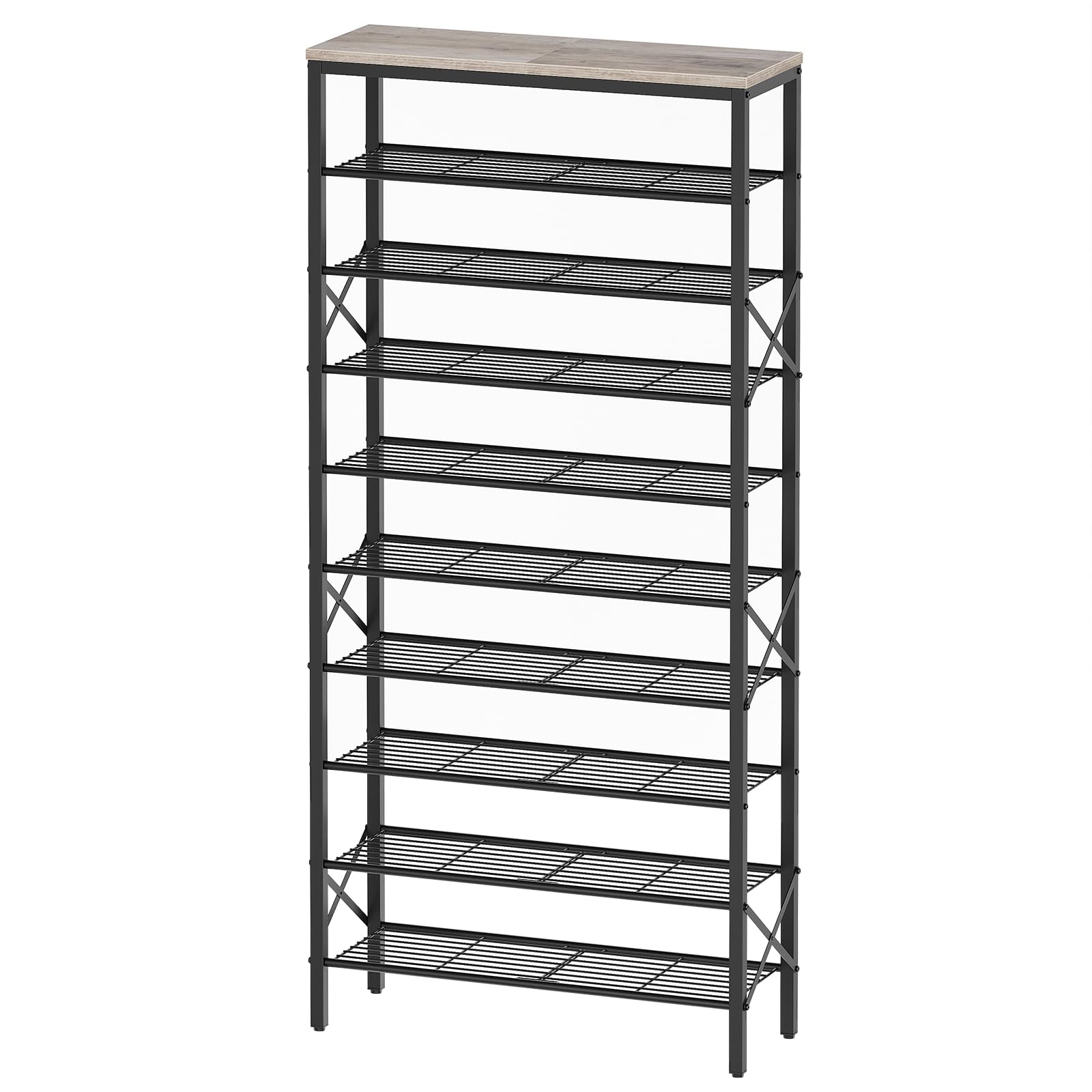 YATINEY 10 Tier Shoe Rack, Large Capacity Shoe Storage Organizer Holds 40 Pairs, Sturdy and Stable, for Entryway, Hallway, Closet, Dorm Room, Rustic Brown SS10BR