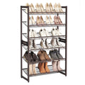 SONGMICS Shoe Rack, 12-Tier Shoe Organizer, Metal Rack for Garage, Set of 2, 6-Tier Stackable Shelf, with Adjustable Flat or Angled Shelves, Holds 48-60 Pairs, Bronze ULMR12A