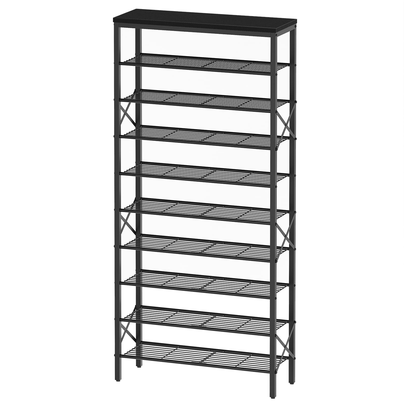 YATINEY 10 Tier Shoe Rack, Large Capacity Shoe Storage Organizer Holds 40 Pairs, Sturdy and Stable, for Entryway, Hallway, Closet, Dorm Room, Rustic Brown SS10BR