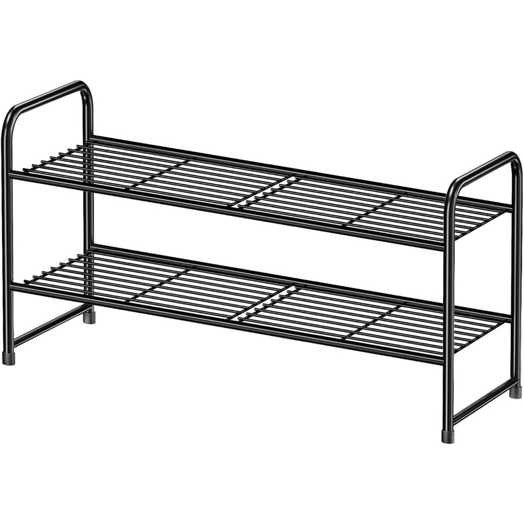 5 Tier Shoe Rack Closet Metal Heavy Duty, Stackable, Black