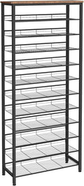 HOOBRO 12-Tier Shoe Rack, Large Capacity Shoe Storage Organizer for 35-45 Pairs of Shoes, Standing Shoe Shelf with Slanted Shelves, for Entryway, Closet, Hallway, Rustic Brown and Black BF51XJ01