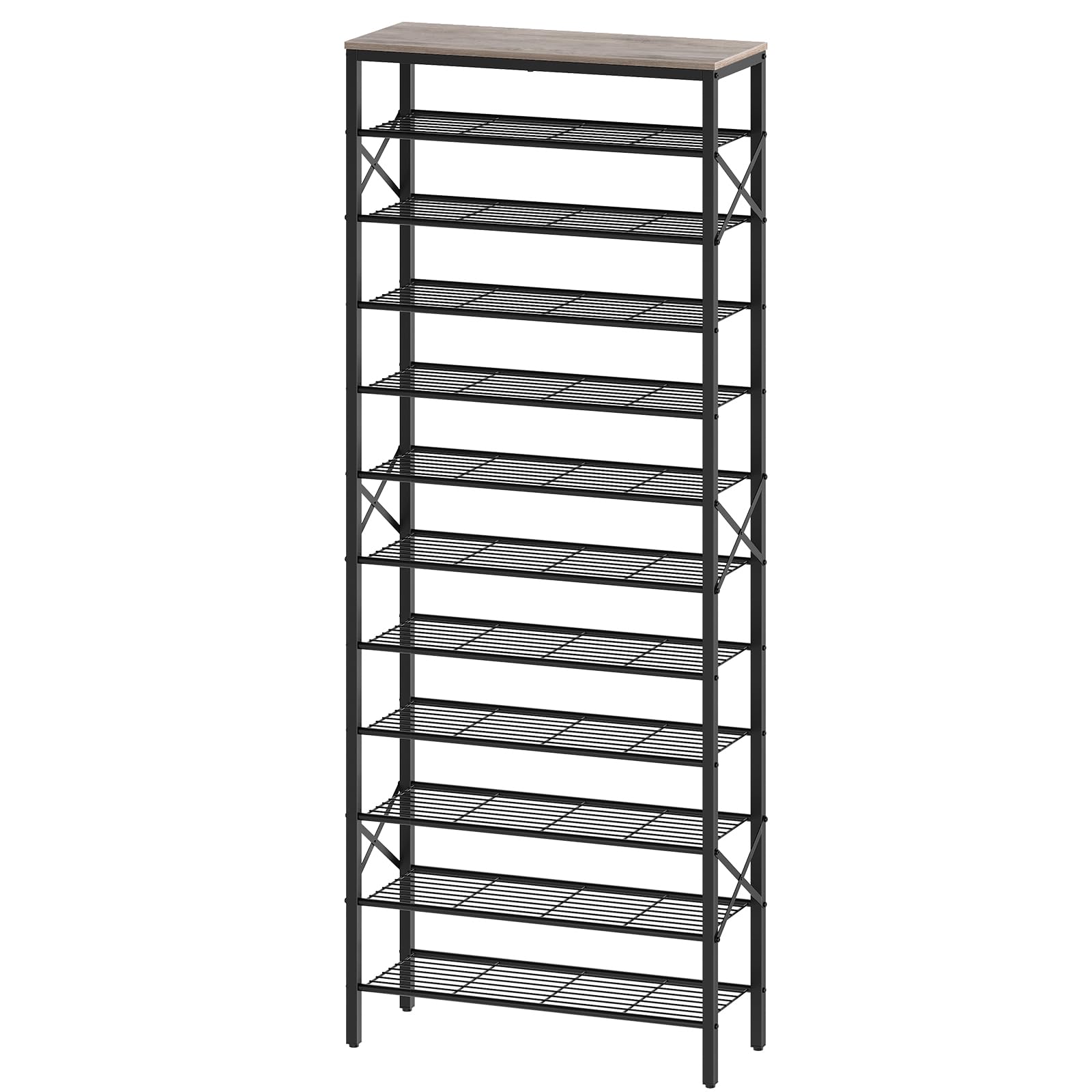 YATINEY 10 Tier Shoe Rack, Large Capacity Shoe Storage Organizer Holds 40 Pairs, Sturdy and Stable, for Entryway, Hallway, Closet, Dorm Room, Rustic Brown SS10BR