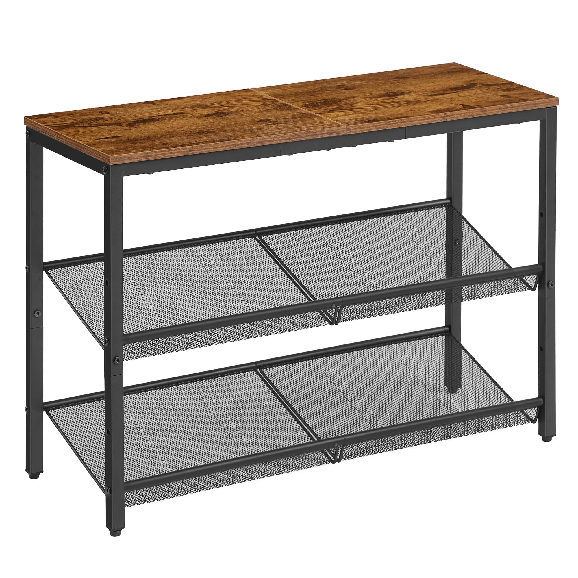 VASAGLE Shoe Rack for Entryway, 5-Tier Shoe Rack Organizer with Storage Shelves and Spacious Top, Freestanding, Adjustable, Industrial, Rustic Brown and Ink Black ULBS038B01
