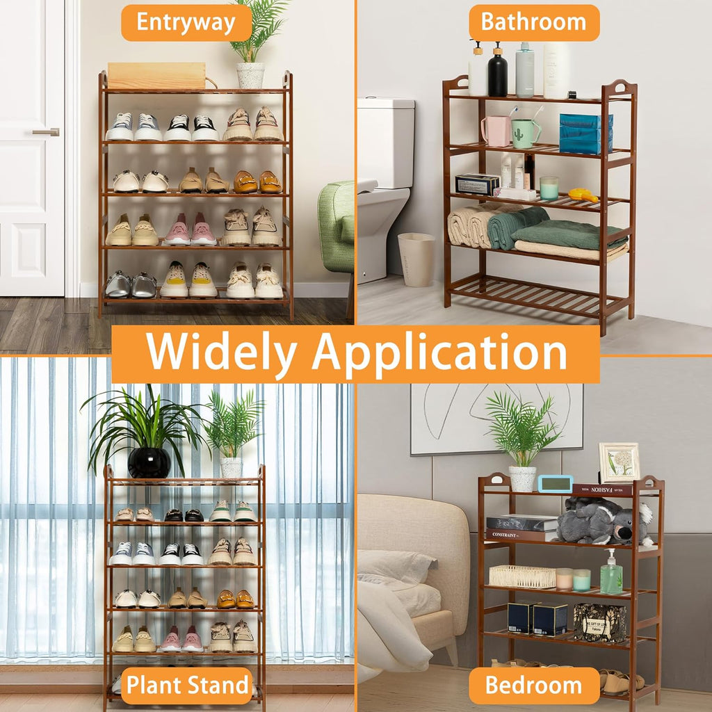 3 Tier Bamboo Shoe Rack, Shoe Shelf Shoes Rack Shoe Organizer for Closet, Entryway, Bedroom, Living Room, Front Door, Studio, Bathroom