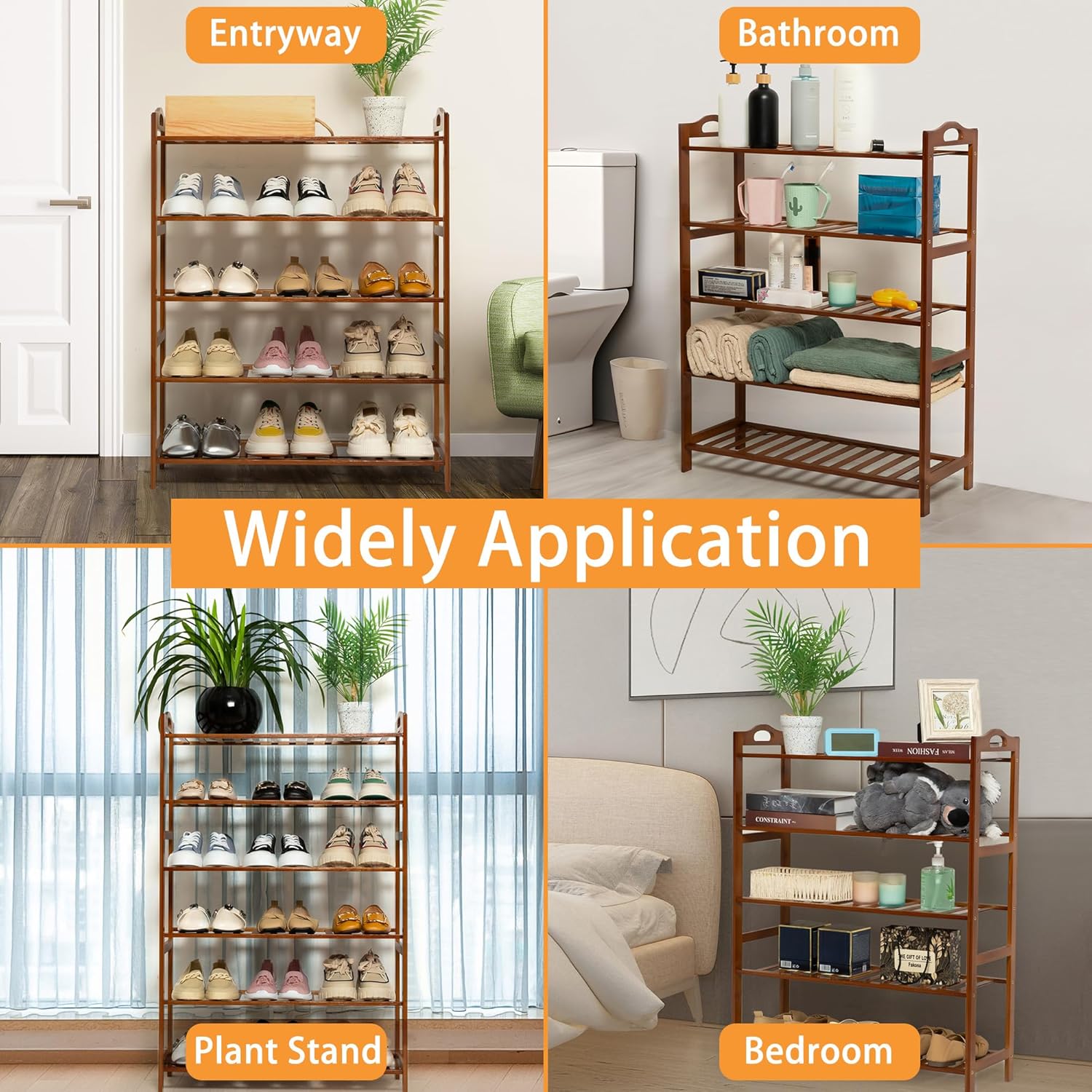 3 Tier Bamboo Shoe Rack, Shoe Shelf Shoes Rack Shoe Organizer for Closet, Entryway, Bedroom, Living Room, Front Door, Studio, Bathroom