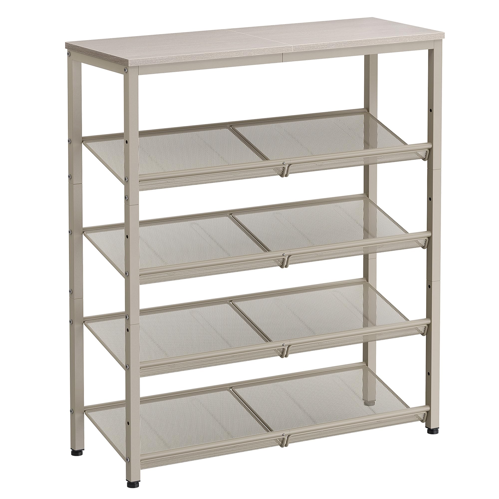 VASAGLE Shoe Rack for Entryway, 5-Tier Shoe Rack Organizer with Storage Shelves and Spacious Top, Freestanding, Adjustable, Industrial, Rustic Brown and Ink Black ULBS038B01