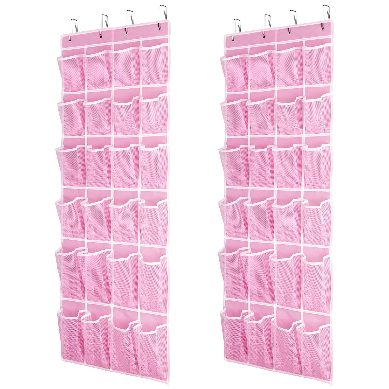 SAVERHO Over the Door Shoe Organizer, Hanging Shoe Organizer with 24 Mesh Large Pockets Door Shoe Rack Organizer for Men Women Kids Hanging Shoe Storage Bag.(White