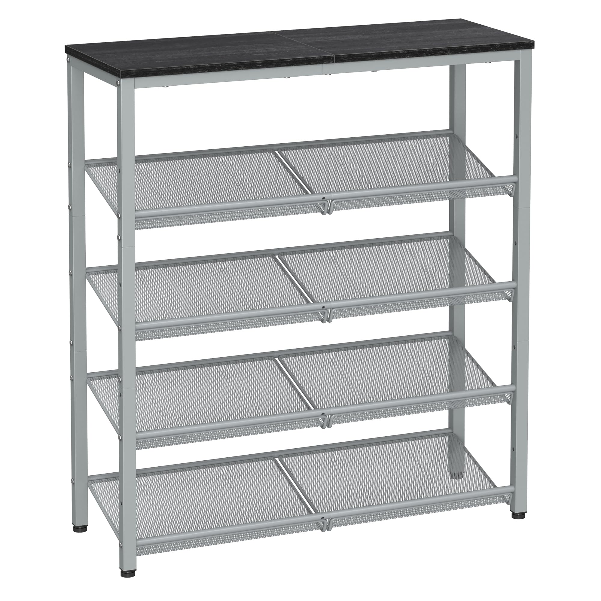 VASAGLE Shoe Rack for Entryway, 5-Tier Shoe Rack Organizer with Storage Shelves and Spacious Top, Freestanding, Adjustable, Industrial, Rustic Brown and Ink Black ULBS038B01